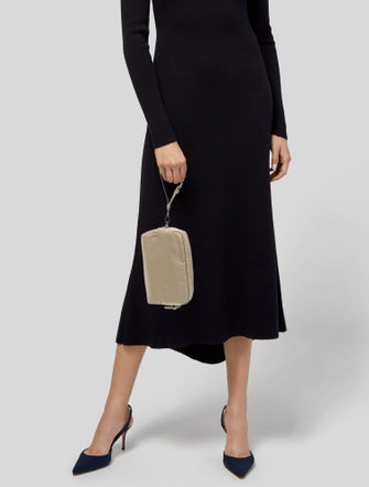 Prada Enameled Metal Triangle Crossbody Bag