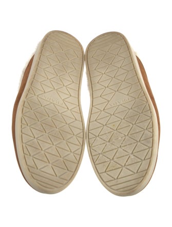 Prada Enameled Metal Triangle Suede Mules