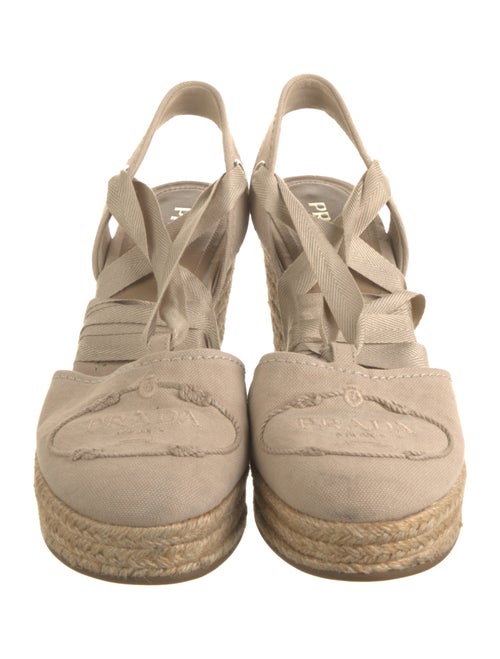 Prada Canvas Embroidered Accent Slingback Pumps