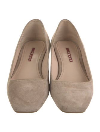 Prada Suede Leather Trim Embellishment Pumps