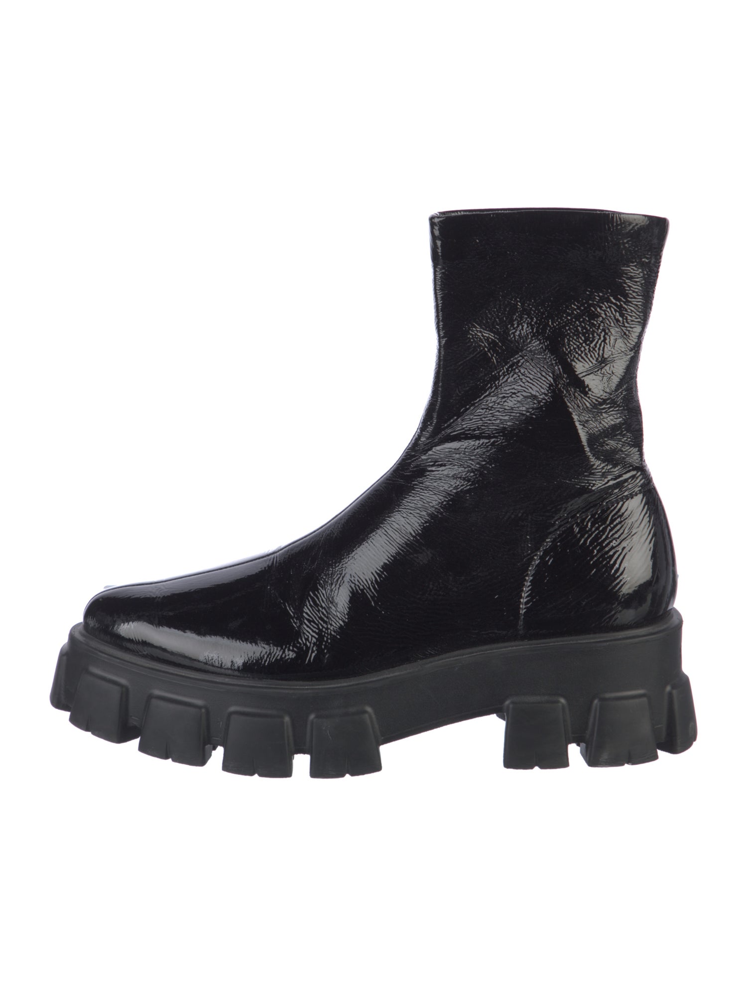 Prada Monolith Patent Leather Combat Boots