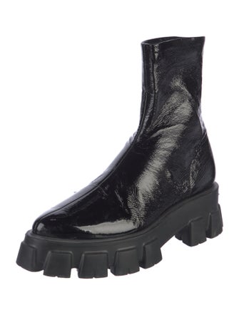 Prada Monolith Patent Leather Combat Boots