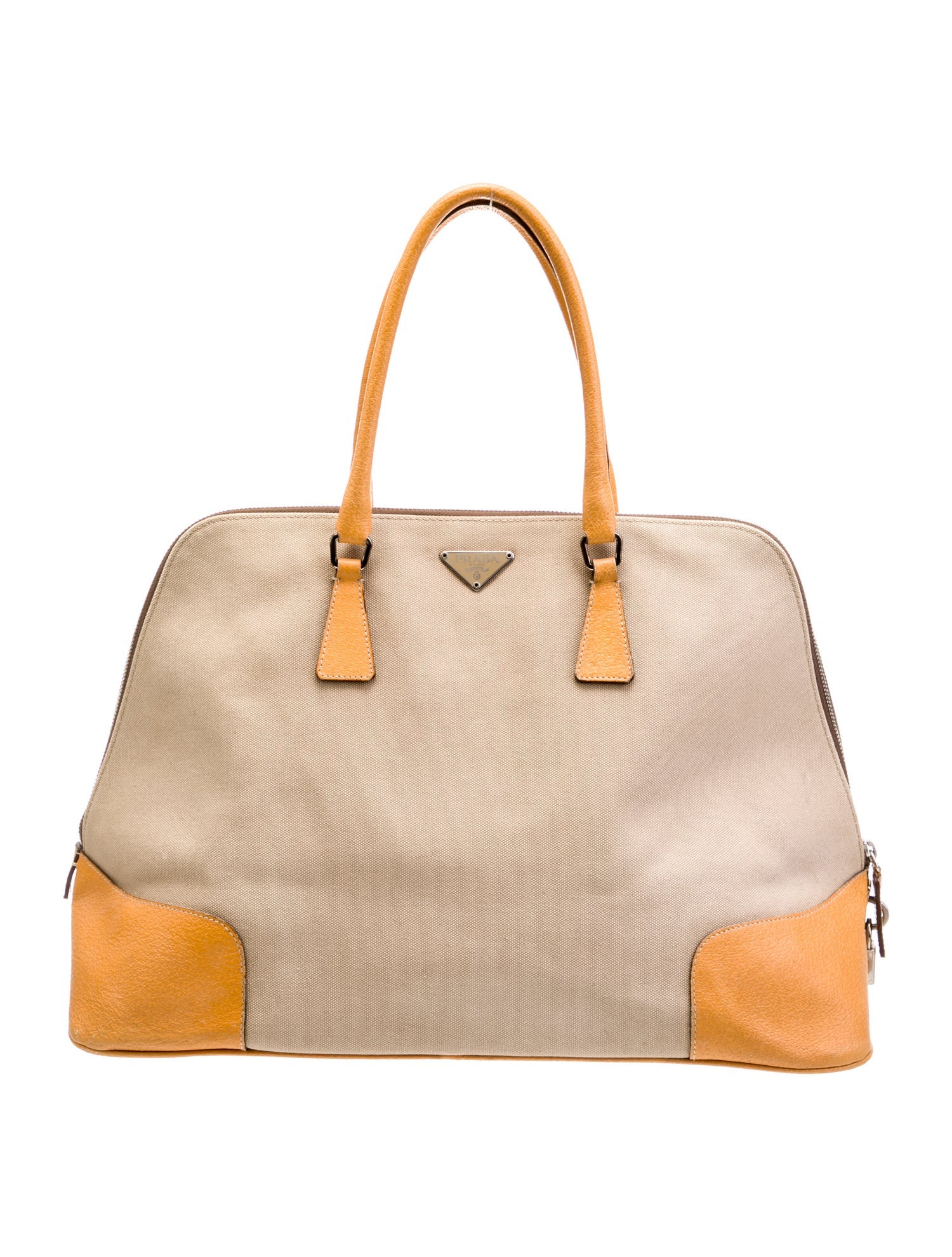 Prada Enameled Metal Triangle Tote