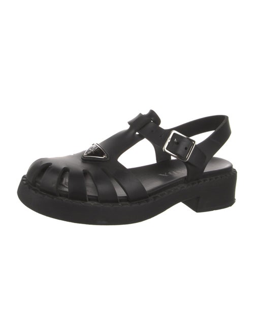 Prada Rubber T-Strap Sandals