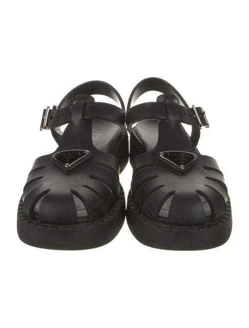 Prada Rubber T-Strap Sandals
