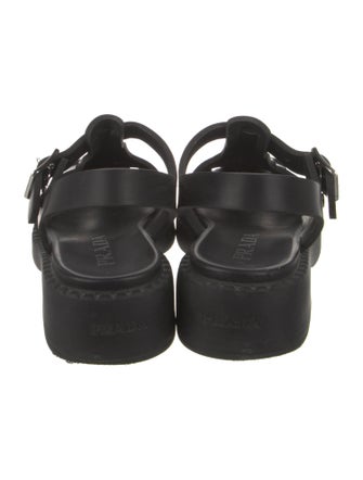 Prada Rubber T-Strap Sandals