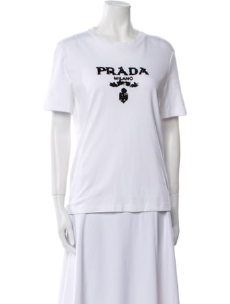 Prada 2021 Sequined Logo T-Shirt