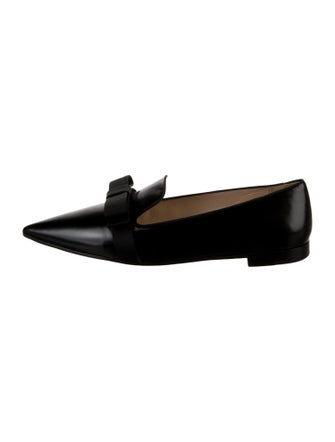 Prada Leather Bow Accents Ballet Flats