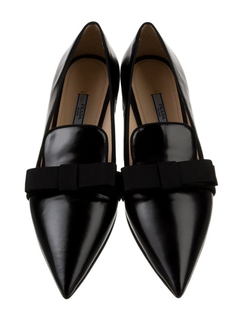 Prada Leather Bow Accents Ballet Flats