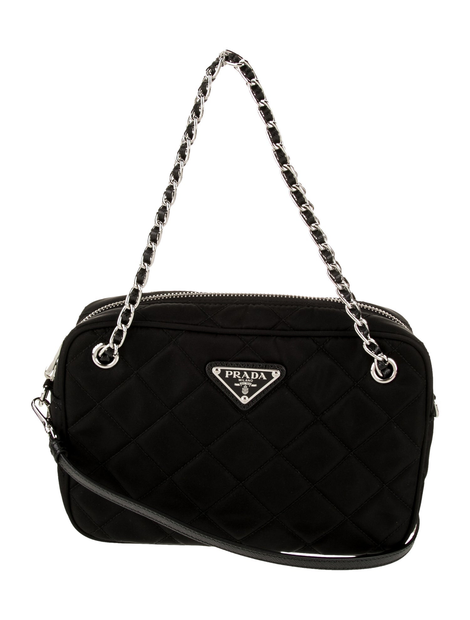 Prada Enameled Metal Triangle Impunture