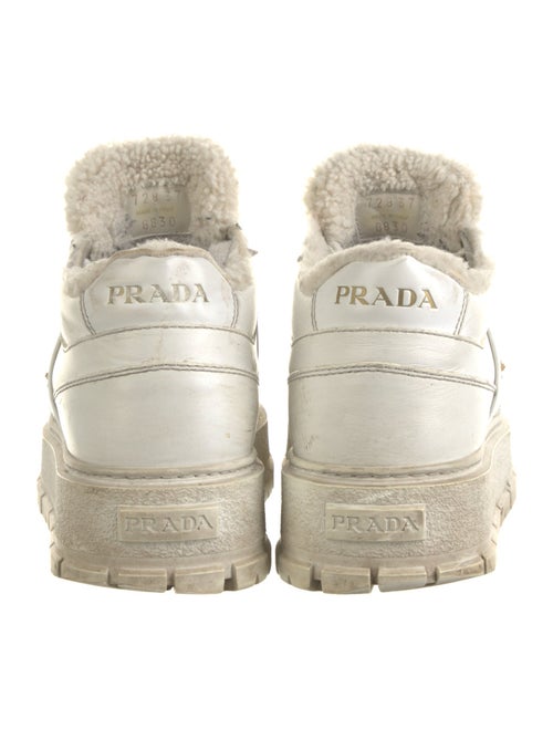 Prada Enameled Metal Triangle Leather Sneakers