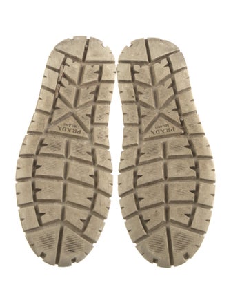 Prada Enameled Metal Triangle Leather Sneakers