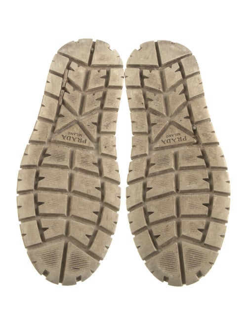 Prada Enameled Metal Triangle Leather Sneakers