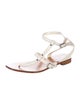 Prada Leather Studded Accents T-Strap Sandals