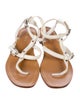 Prada Leather Studded Accents T-Strap Sandals