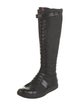 Prada Enameled Metal Triangle Nylon Lace-Up Boots