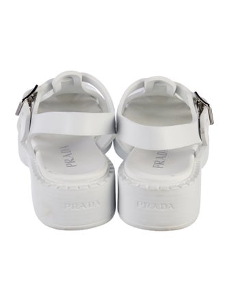 Prada Enameled Metal Triangle Rubber Slingback Flats