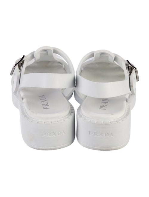 Prada Enameled Metal Triangle Rubber Slingback Flats