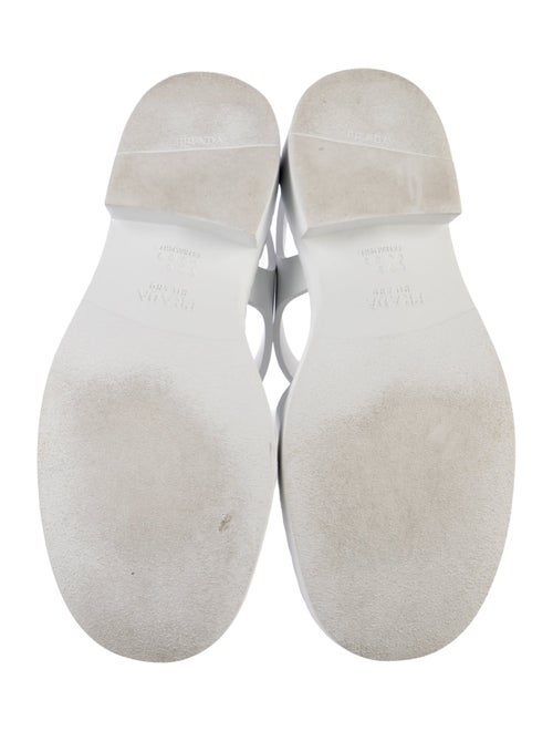 Prada Enameled Metal Triangle Rubber Slingback Flats