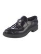 Prada Enameled Metal Triangle Leather Oxfords
