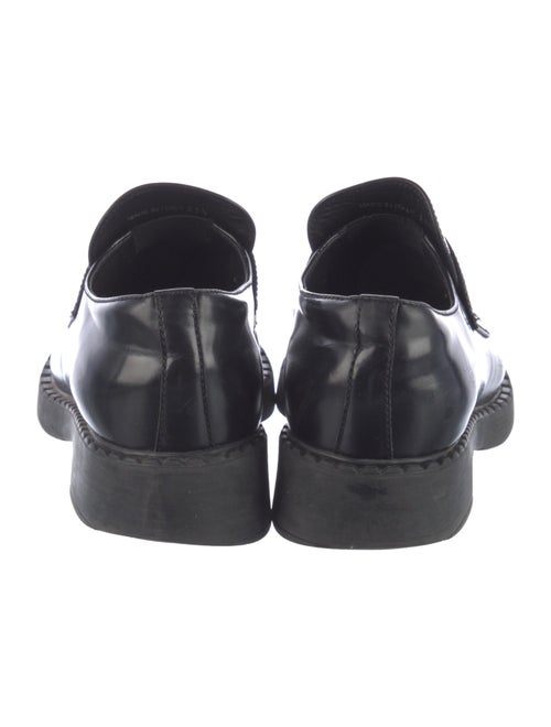 Prada Enameled Metal Triangle Leather Oxfords