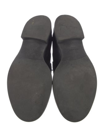 Prada Enameled Metal Triangle Leather Oxfords