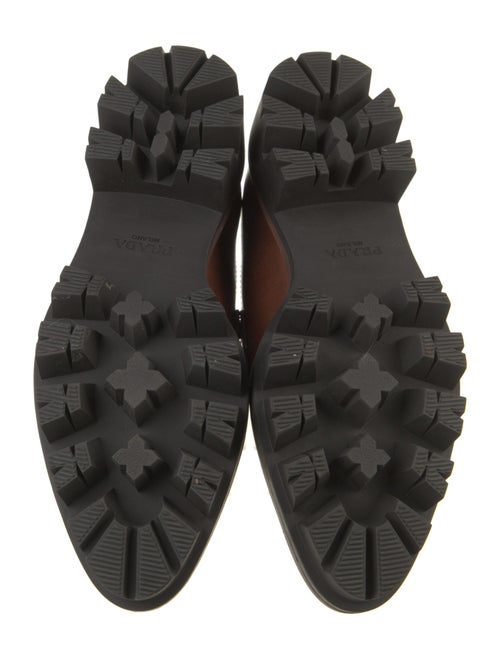 Prada Enameled Metal Triangle Leather Loafers