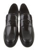 Prada Enameled Metal Triangle Leather Loafers