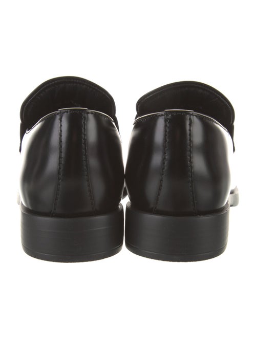 Prada Enameled Metal Triangle Leather Loafers