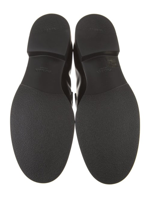 Prada Enameled Metal Triangle Leather Loafers