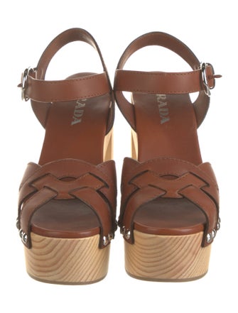 Prada Leather Studded Accents Sandals