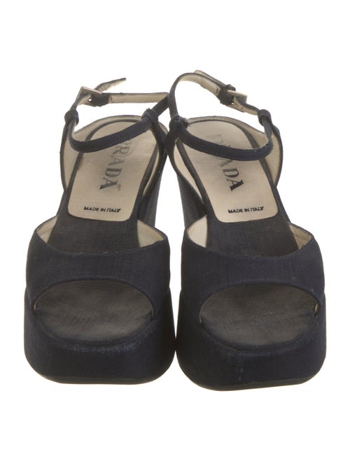 Prada Canvas Leather Trim Embellishment Sandals