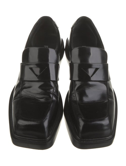 Prada Enameled Metal Triangle Leather Oxfords