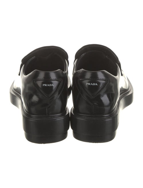 Prada Enameled Metal Triangle Leather Oxfords