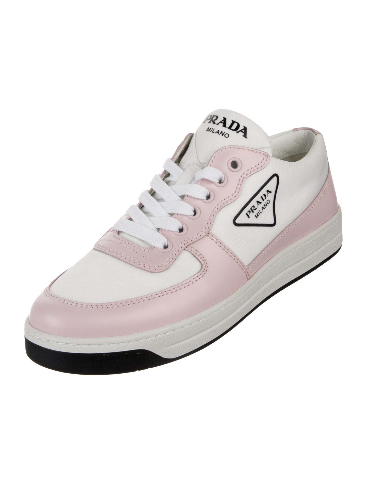 Prada Nylon Leather Trim Embellishment Sneakers