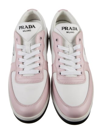 Prada Nylon Leather Trim Embellishment Sneakers