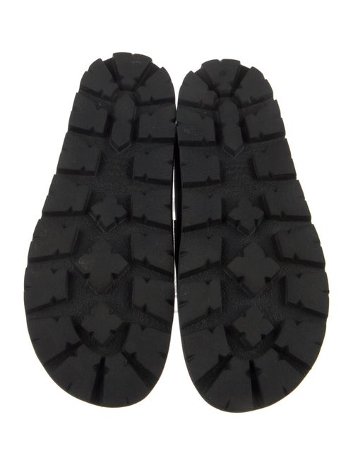 Prada Enameled Metal Triangle Leather Mules