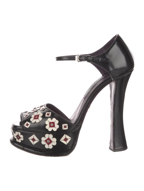 Prada Patent Leather Floral Print Sandals