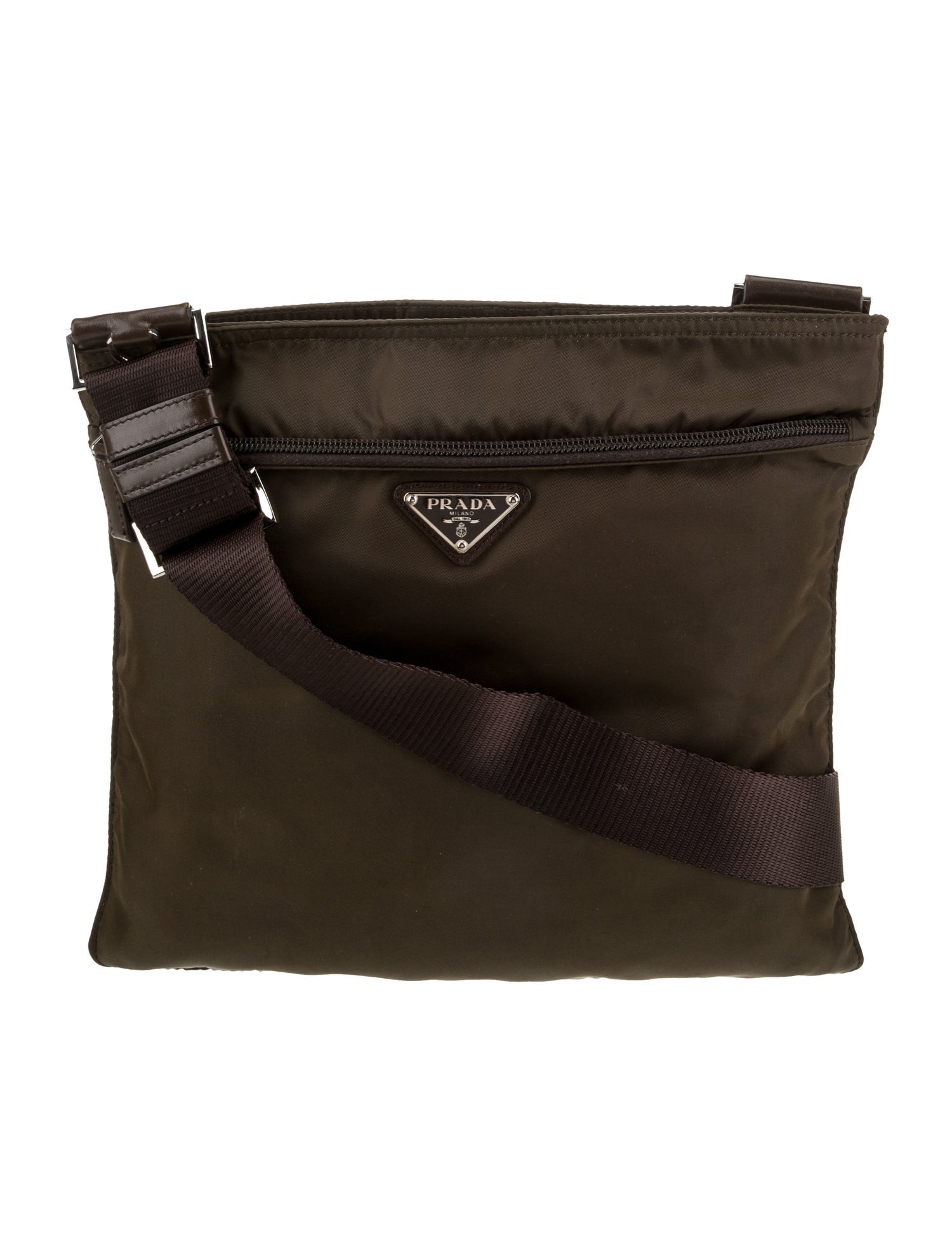 Prada Enameled Metal Triangle Messenger Bag