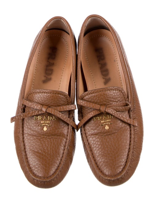 Prada Leather Bow Accents Loafers