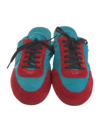 Prada Nylon Colorblock Pattern Mules