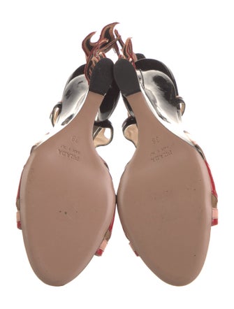 Prada Patent Leather Patterned Slingback Sandals