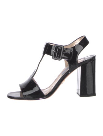 Prada Patent Leather T-Strap Sandals