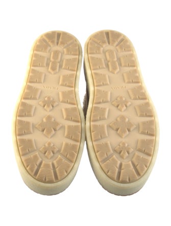 Prada Enameled Metal Triangle Suede Lace-Up Boots