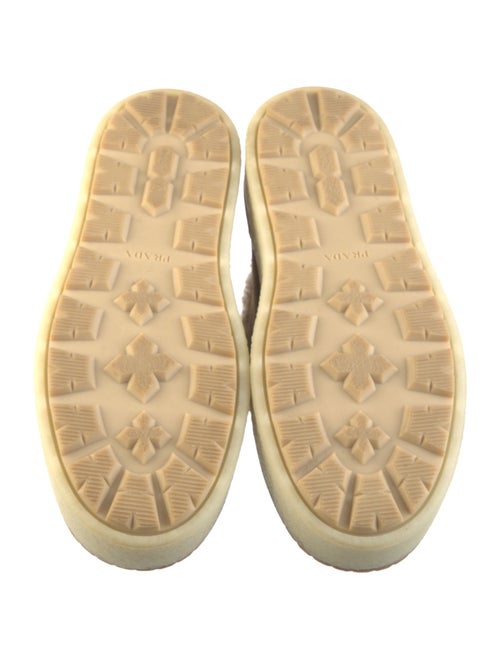 Prada Enameled Metal Triangle Suede Lace-Up Boots