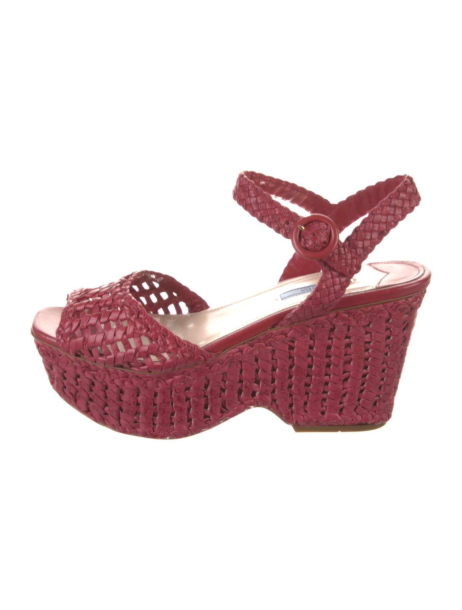 Prada Leather Braided Accents Slingback Sandals