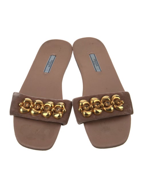 Prada Velvet Studded Accents Slides