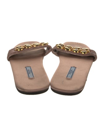 Prada Velvet Studded Accents Slides