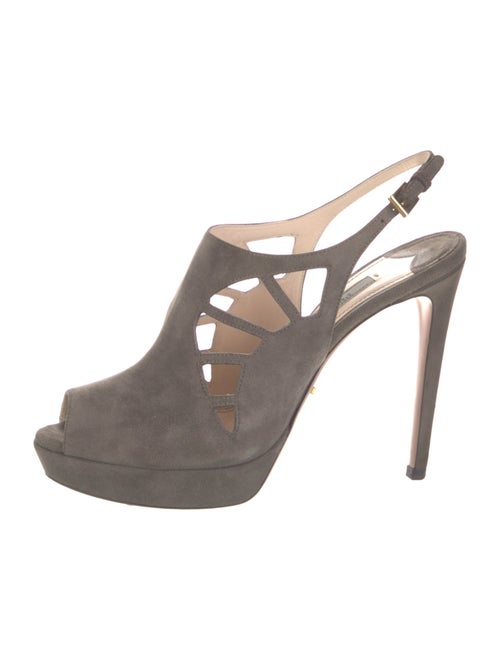 Prada Suede Cutout Accent Slingback Pumps