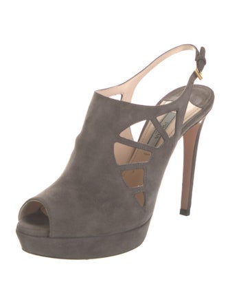 Prada Suede Cutout Accent Slingback Pumps